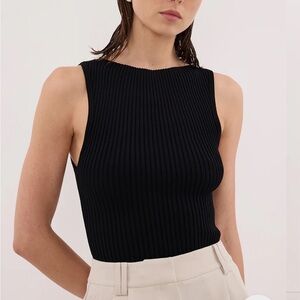 Dissh women’s large black sierra sleeveless top ribbed stretchy knit summer